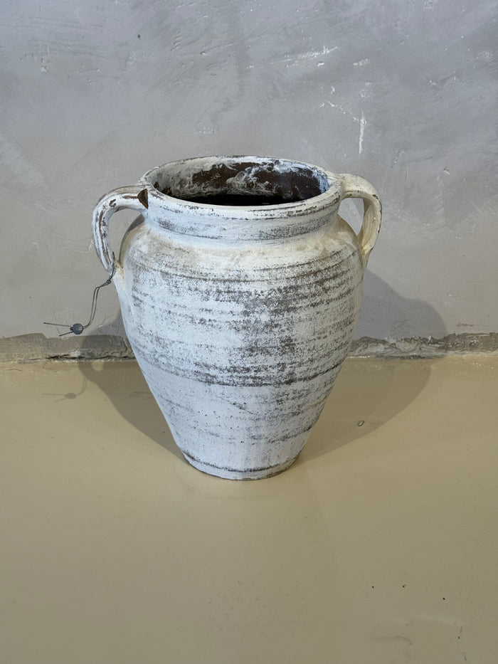 White Limewashed Anatolian Pot